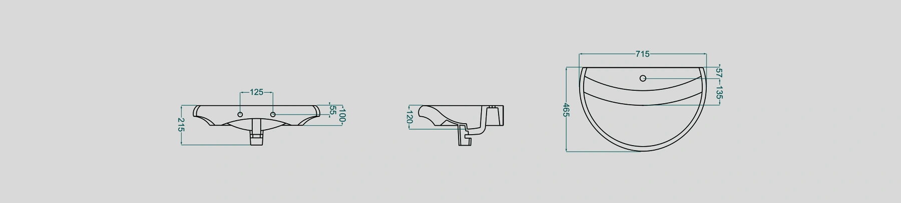 نقشه ابعاد و سایزبندی روکابینتی GL7