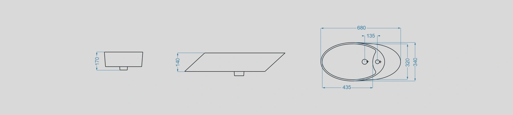 نقشه ابعاد و سایزبندی روکابینتی دراپ